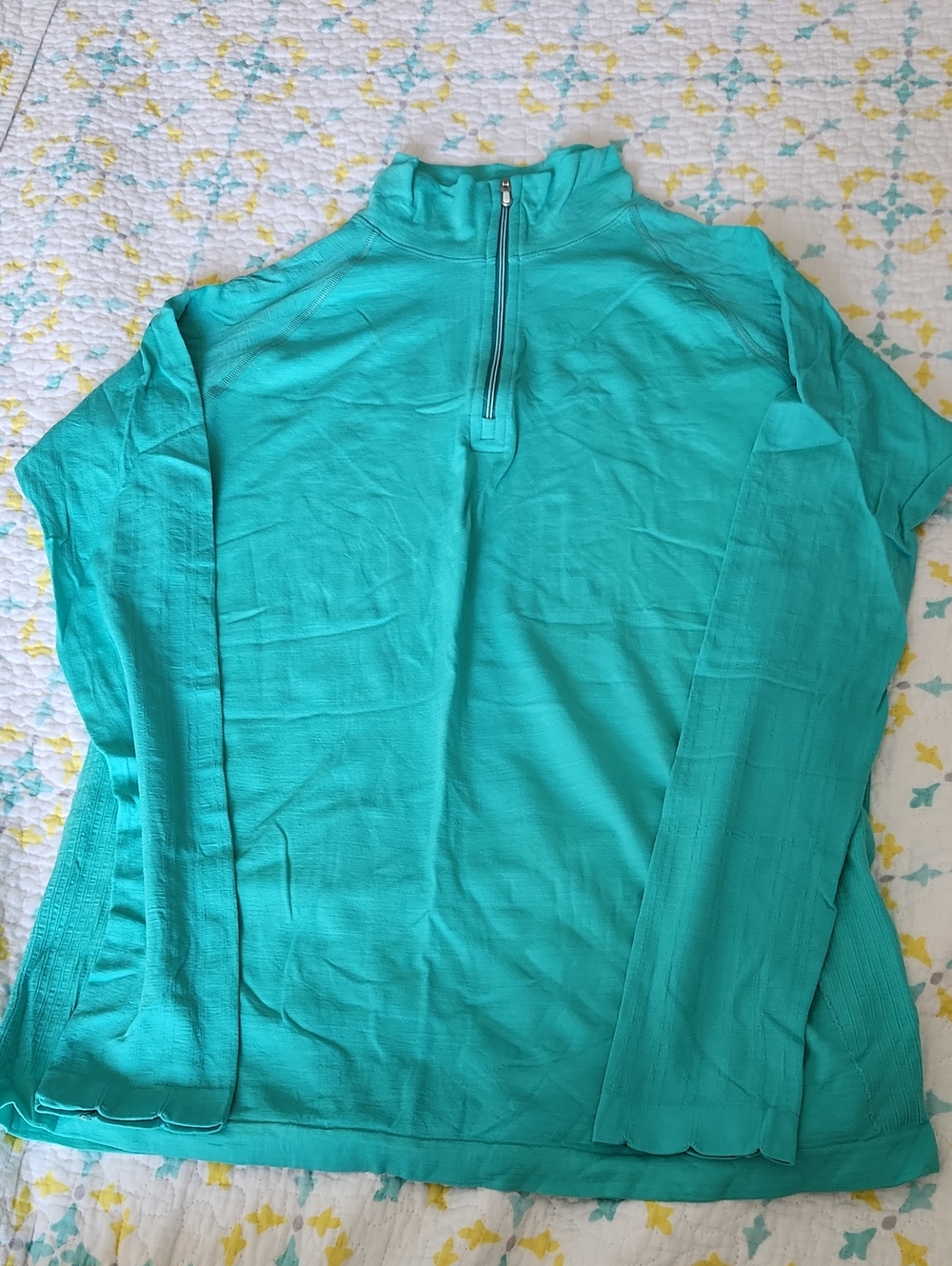 Smartwool Turquoise Quarter-Zip Long Sleeve PhD Top Size Large